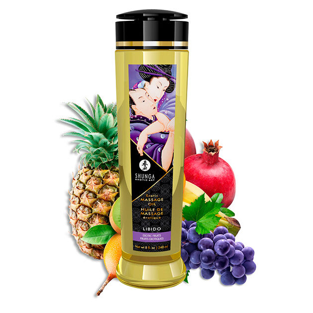 SHUNGA Libido masážní olej s vůní exotického ovoce, 240 ml