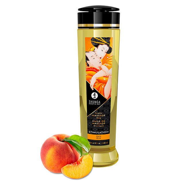 Masážní olej Shunga s vůní broskve, 240 ml