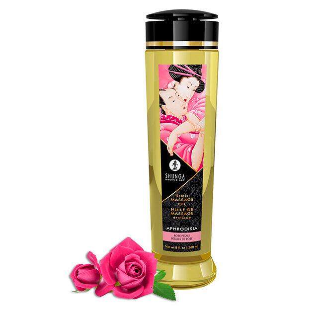 Masážní olej Shunga Aphrodisia s vůní růží, 240 ml