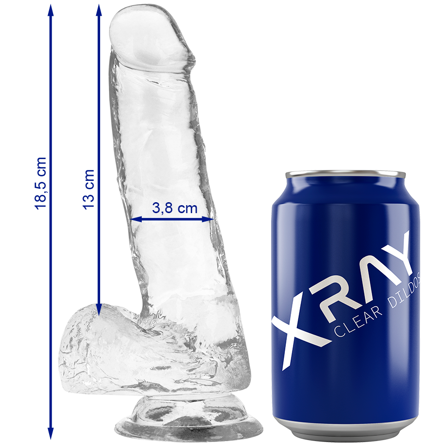 Realistický dildo X RAY Clear s přísavkou, 18,5 cm