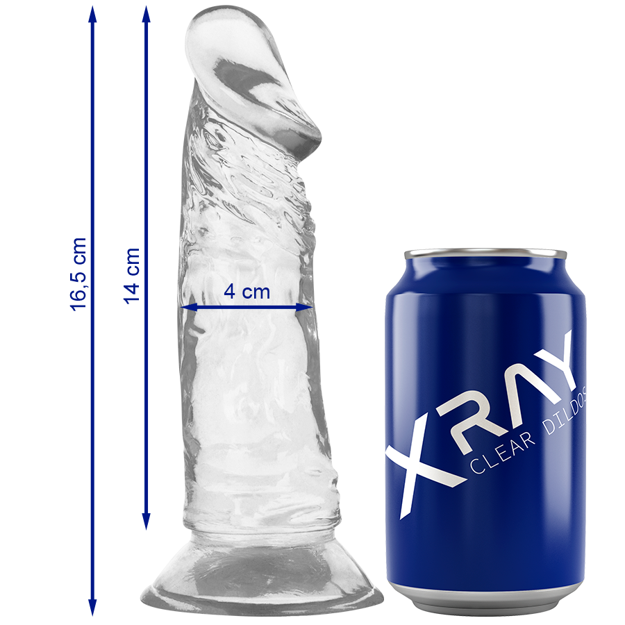 Realistický dildo X RAY Clear, průhledné, 16,5 cm