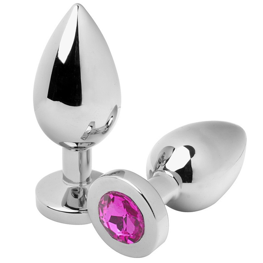 METAL HARD Diamond anální kolík z oceli s krystalem, růžový