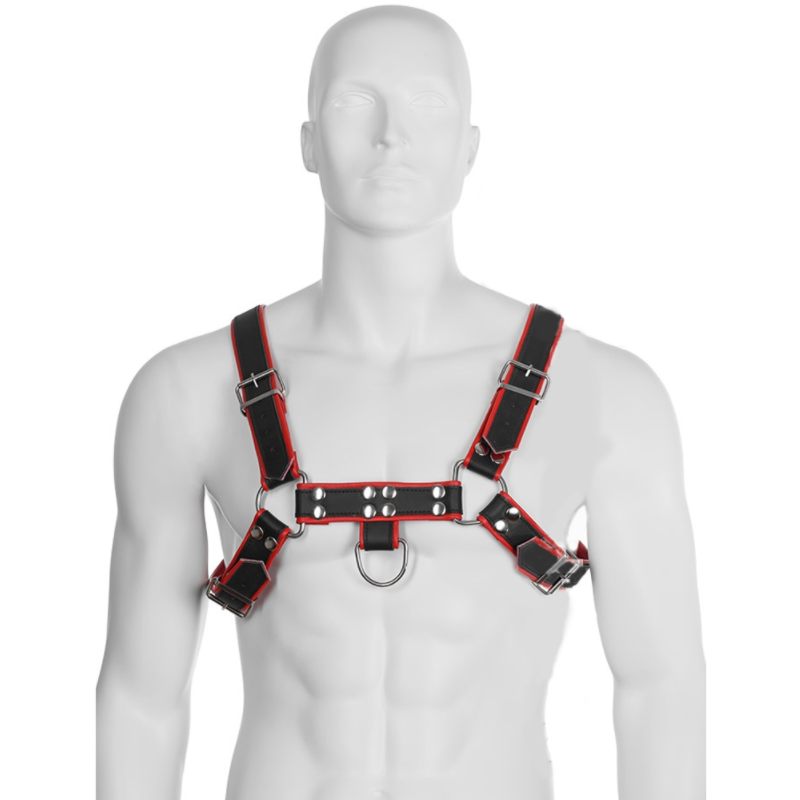 LEATHER BODY Chain Harness III pánský postroj, černý a červený