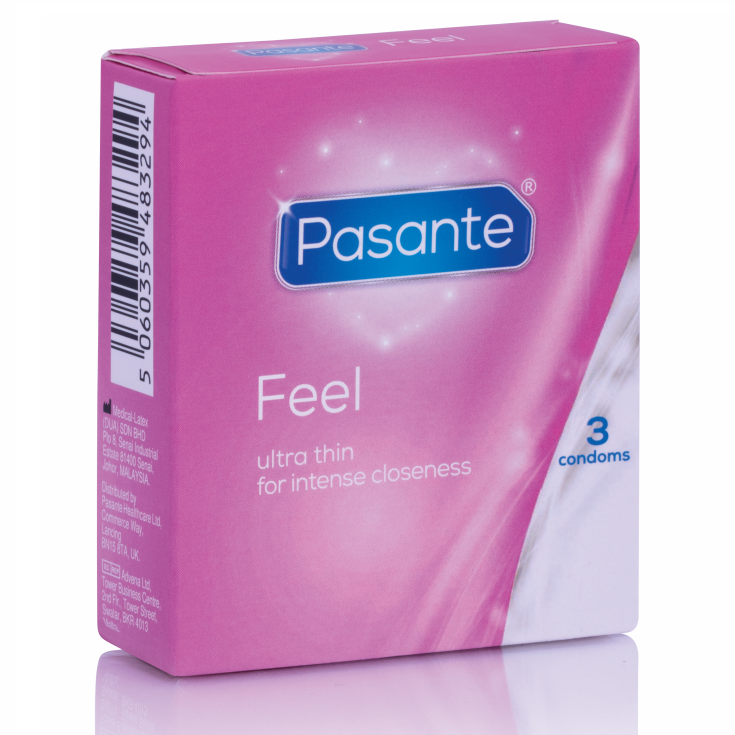 Tenké kondomy Pasante Sensitive Feel, 3 kusy