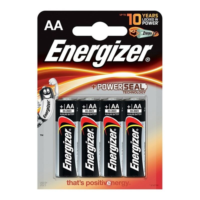 Alkalické baterie AA, balení 4 kusů, dlouhá skladovatelnost pro zařízení ENERGIZER