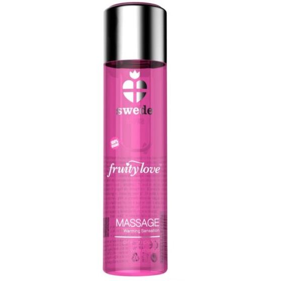 Masážní olej SWEDE Fruity Love s hřejivým účinkem, růžovým grapefruitem a mangem, 60 ml