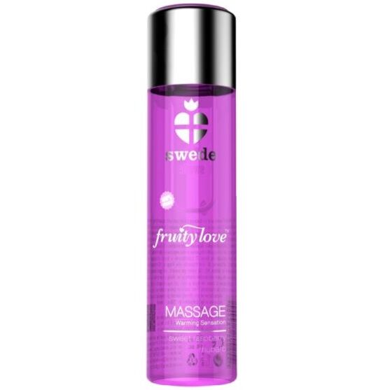 SWEDE Fruity Love masážní olej s hřejivým účinkem, malinou a rebarborou, 60 ml