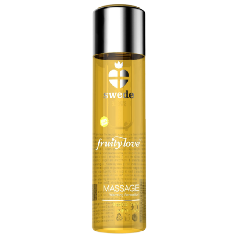 SWEDE Fruity Love masážní olej s hřejivým účinkem, tropicky ovocná vůně s medem, 120 ml
