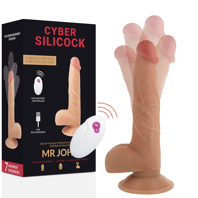 CYBER SILICOCK Realistic Mr John vibrátor s dálkovým ovládáním